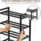 Expandable Shoe Rack, Heavy Duty Metal Shoe Organizer for Closet | 4Tier Heavy Duty Iron Adjustable Shoe Storage,Fits 12+ Pairs,Space-Saving,Non-Slip,Easy Assembly,For Doorway Entryway Bedroom - Image 5
