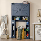 Vabches Over The Toilet Storage Cabinet with Barn Doors, Blue - Image 5