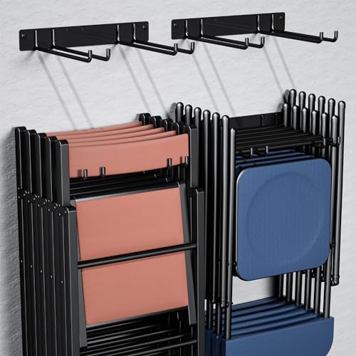 YYR Folding Chair Storage Rack, Garden Tool & Foldable Chairs Organizer Hangers for Garage Organization, Lawn, Beach, Camping, Yard Chairs Hooks Wall Mount, Soild Metal Max Load 240 LBS - 2 Pack by YYR