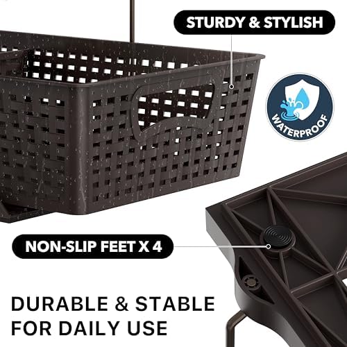 Simple Houseware 2 Tier Pull-Out Sliding Drawer Under Sink Storage, Brown - Image 6
