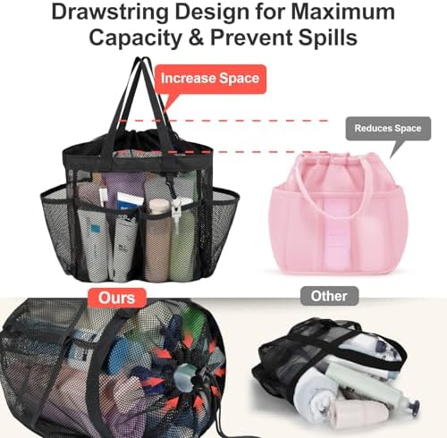 Mesh Shower Caddy Portable with Drawstring - 2-Handle Shower Bag for Dorm - Image 3