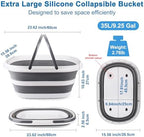 Extra Large Collapsible Bucket 35L Mop Bucket With Handles & Wheels, Plastic Wash Basin Pet Bath Tub for Puppy Dogs Cats, Folding Laundry Basket Clothes Storage Organizer RV Outdoor Camping Essentials - Image 2