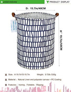 Round Laundry Basket Collapsible Storage Hamper Organizer Blue Stripes - Image 2
