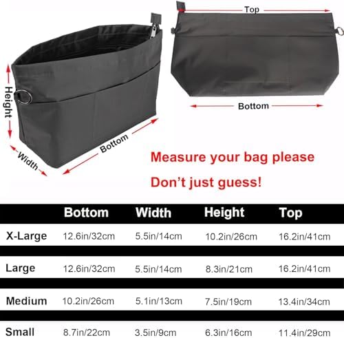 Handbag Tote Purse Organizer Insert, Large, Dark Grey - Image 2