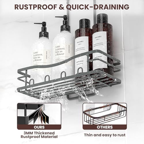 Rustproof Shower Caddy Hanging with Soap Holders for Bathroom, Grey - Image 4