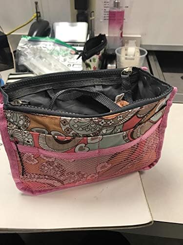Vercord Purse Organizer Insert for Handbags Bag Organizers Inside Tote Pocketbook Women Nurse Nylon 13 Pockets Pink Flowers Small - Image 5