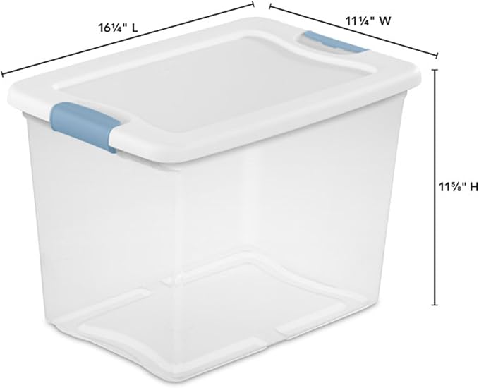 Sterilite 25 Quart Latching Box, Clear Plastic Storage, White, 6 Pack | Heavy-Duty and Stackable Plastic Containers with Latches for Closet, Cabinet, Bedroom, Bathroom and Dorm Room Organization - Image 2