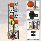 CADUKE Basketball Ball Storage Rack with 2 Baskets, Indoor/Outdoor - Image 4