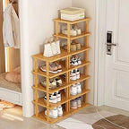 Bamboo Shoe Rack 12 Tier- Vertical Shoe Rack for Small Spaces, Tall Narrow Shoe Rack Organizer for Closet Entryway Corner Garage and Bedroom,Skinny Shoe Shelf with Free Stackable DIY - Image 3