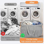Collapsible Laundry Baskets, Tear Proof Pop Up Laundry Hamper with Lid, Dual Handles Durable Foldable Laundry Basket, Easy to Carry Laundry Hamper for Home, Laundry Room, Bedroom, Dorm, Travel Grey - Image 4