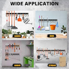 ELEAD 68'' All Metal Adjustable Garden Tool Organizer: Garage Tool Organizer Wall Mount with Black Hooks, Garage Organizers and Storage, Tool Hangers for Shed - Image 7