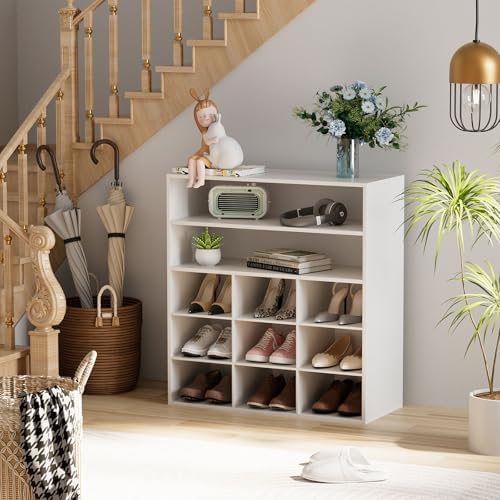 Garden 4 you Shoe Rack Organizer, 5-Tier Wood Cubby Shoe Rack with 2 Storage Shelf and 9 Cubbies, Shoe Organizer Cabinet for Entryway, Hallway, Closet and Garage, White - Image 7