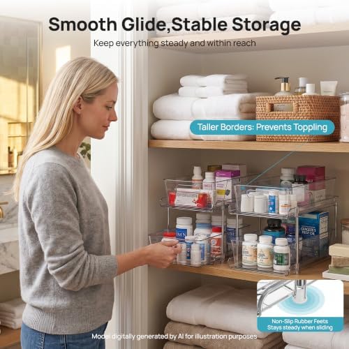 Vtopmart 2 Pack Larger Pull Out Bathroom Under Sink Organizer (M-Standard) - Image 5