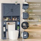 Vabches Over The Toilet Storage Cabinet with Barn Doors, Blue - Image 3