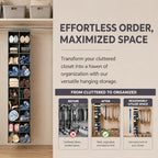 Hanging Shoe Organizer for Closet - 20 Extended Sections Closet Shoe Storage Rack with 8 Side Mesh Pockets, Foldable Shelves Holder for Shoes Clothes Shirts Jeans Hats - Image 6