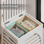 Laundry Hamper with Lid,Bamboo Large Waterproof Clothes Laundry Basket,Removable Washing Bags with Handles,clothes basket (White) - Image 5