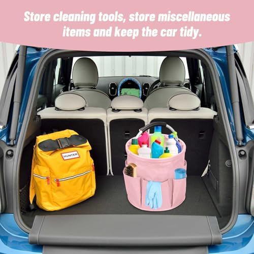 Qivine 17L Cleaning Caddy with Handle, Foldable Cleaning Bucket, Pink - Image 5