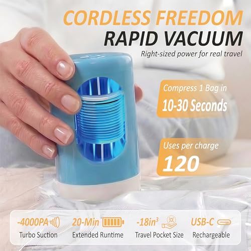 Travel Vacuum Storage Bags with Rechargeable Cordless USB Pump, 22 Combo - Image 3