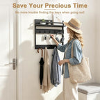 Two-Tier Wall Key Holder with Shelf,Wooden Key Holder Wall Mount - Image 2