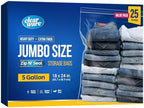 25 Large Storage Bags With Zipper Top - 5 Gallon Bags (18x24, 25, Count) by Clearware