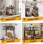 Pull Out Cabinet Organizer 2 Tier Metal Under Sink Organier - Image 5