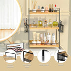 Wood 3 Tier Bathroom Counter Organizer with Side Baskets Fits Tall Bottles - Image 4
