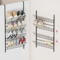 SWTYMIKI Over the Door Shoe Organizer - Adjustable 4 Tier Hanging Shoe Rack Organizer, Metal Heavy Duty Behind Door Storage or Wall Mount Shoes Shelf for Flats, Heels, Sneakers, Boots Black by SwtyMiki-TidyHomeSweetLife