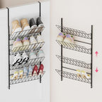 SWTYMIKI Over the Door Shoe Organizer - Adjustable 4 Tier Hanging Shoe Rack Organizer, Metal Heavy Duty Behind Door Storage or Wall Mount Shoes Shelf for Flats, Heels, Sneakers, Boots Black by SwtyMiki-TidyHomeSweetLife