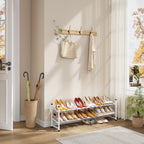 Tajsoon Expandable Shoe Rack for Closet 2 Tier, 28“-41“Stackable, White - Image 2