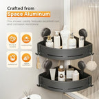 Triangular Corner Shower Caddy 2-Pack with Suction Cups and Hooks - Image 2