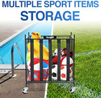 YES4ALL Rolling Ball Cart Storage with Lockable Wheels Volleyball Basketball Holder, Toy Balls Bin, Garage Cage, Storage Racks, Sports Equipment Organizer, Ball Rack for Outdoor Indoor Use - Image 5