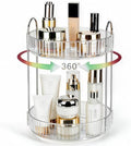 360 Rotating Makeup Organizer, 2 Tier Lazy Susan Bathroom Counter Organizer, Skincare Organizers, Spinning Perfume Organizer & Vanity Organizer Countertop (Silver Clear, 2 Tier) by Niluks
