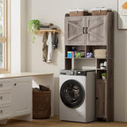 Homhedy Wooden Over The Toilet Storage Cabinet with Barn Door - Image 5