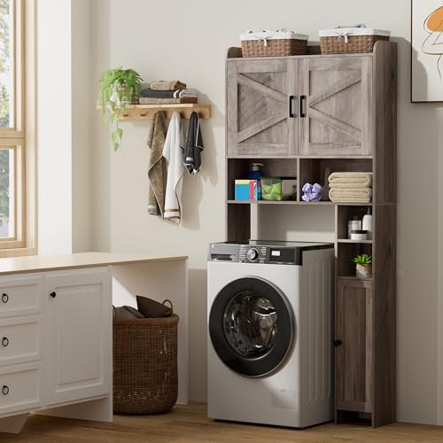 Homhedy Wooden Over The Toilet Storage Cabinet with Barn Door - Image 5