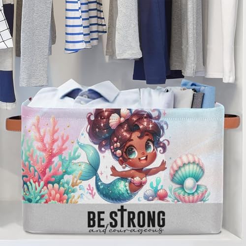 Mermaid Girl Storage Basket Toy Storage Bins Collapsible Cube Organizer - Image 5