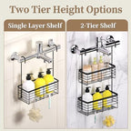 DELLAN 2-Tier Shower Hanging Caddy, Shower Rack with Hooks, Black - Image 6