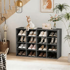 Garden 4 you Shoe Storage Bench, Cubby Shoe Rack with 16 Cubbies, 4-Tier Wood Shoe Rack Organizer, Shoe Organizer Cabinet for Entryway, Hallway, Closet and Garage, Black - Image 3