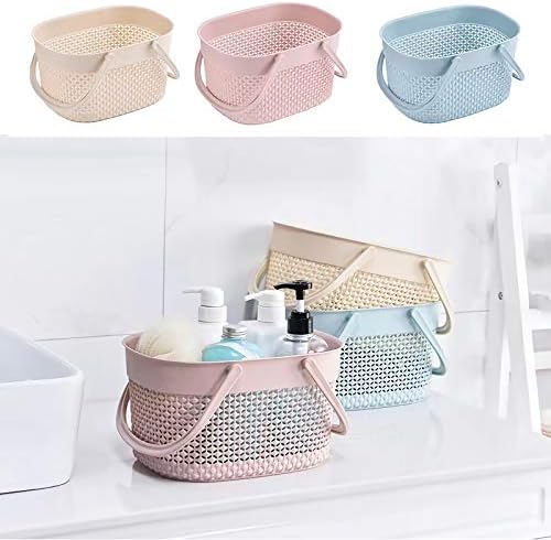 rejomiik Portable Shower Caddy Basket, Plastic Organizer Storage Tote with Handles Toiletry Bag Bin Box for Bathroom, College Dorm Room Essentials, Kitchen, Camp, Gym, Pink - Image 2