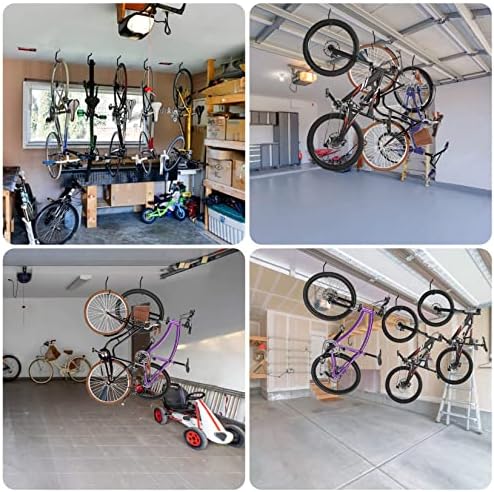 MAQIHAN 10 Garage Hooks Heavy Duty Bike Racks Wall Ceiling Hanging Storage - Image 5
