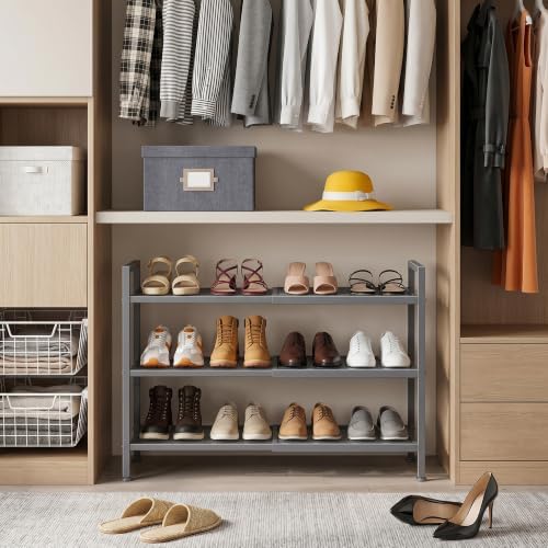 Expandable Shoe Rack for Closet, Entryway, Shoe Storage, 3-Tier, Grey - Image 2