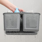 Plastic Portable Shower Caddy Basket with Handle, 3 Compartments, Grey - Image 4