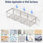 8 Pack Adhesive Rustproof Shower Caddy with Soap Dishes, Toothbrush Holder & Hooks, Large Capacity No-Drilling Shower Shelves Rack for Bathroom Organizers and Storage Accessories, Light Gray - Image 7