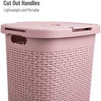 Mind Reader Slim Laundry Hamper with Lid, 60L Tall Clothes Basket, Narrow Tapered Design for Bathrooms, Closets and Laundry Rooms, Plastic, 2 Pack, Pink - Image 4