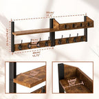 31.5" Coat and Key Rack Wall Mount with Shelf, Rustic Brown, HWS007H-2 - Image 5