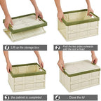 Phyllia Foldable Storage Boxes with Lids, 3 Pack Collapsible Plastic Storage Bins Organizer Containers Baskets Cub with Cover,Stackable Utility Crates Storage Box (Green, 30L) - Image 7