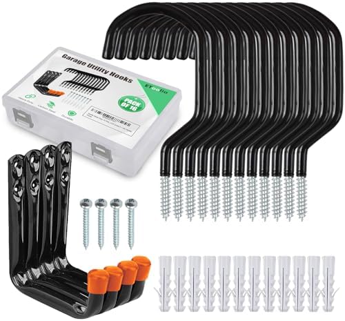 12 Pcs Heavy Duty Garage Bike Storage and Utility Hooks-5.7" & 4.5" by Etoolia