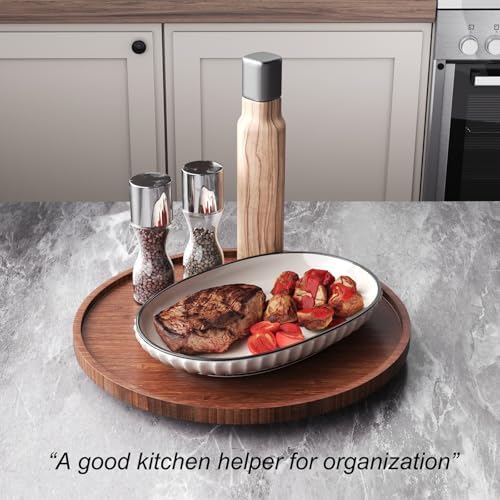 VERTORGAN Lazy Susan Bamboo Organizer for Kitchen, Cabinet,Large(Brown) - Image 4