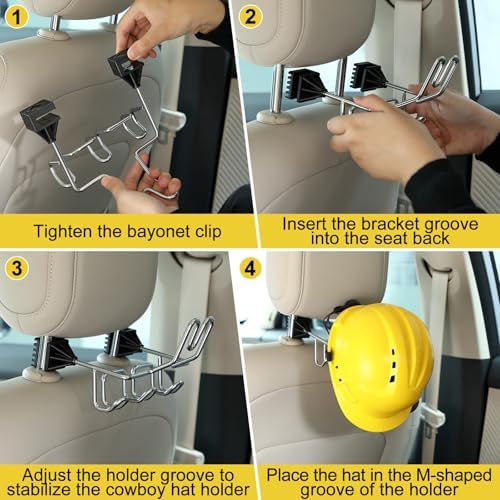 Hard Hat Holder for Truck Car Helmet Organizer, Triple Hooks, Silver, 1 Pcs - Image 6