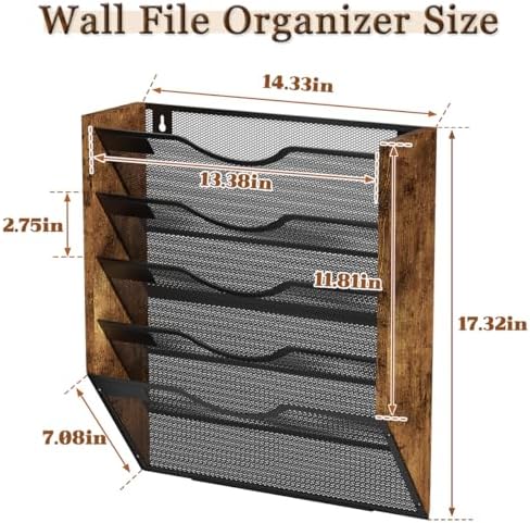 Ironwood Hanging Wall File Organizer, 5 Pocket Mesh Mail Organizer Wall Mounted with Nametag Label, Wall File Holder for Office Home School, Magazine Rack for Mail Paper Document Organization, Black - Image 7