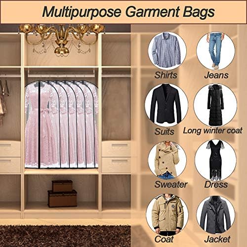 Garment Bags for Hanging Clothes 24'' x 40'' (Set of 6) suit bags for closet storage Covers for Closet with Study Full Zipper for Jacket Storage Clothes and Travel - Image 5